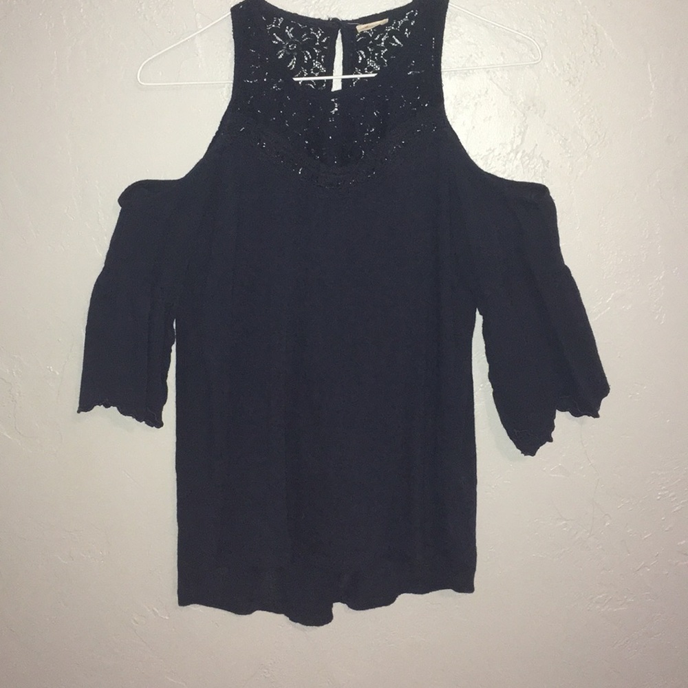 Navy Blue Hollister Off the Shoulder Top